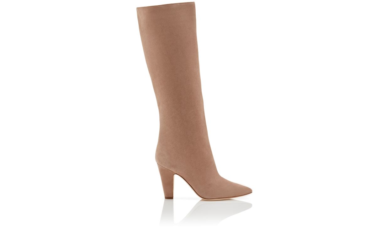 Bottes hautes cheville en daim beige foncé