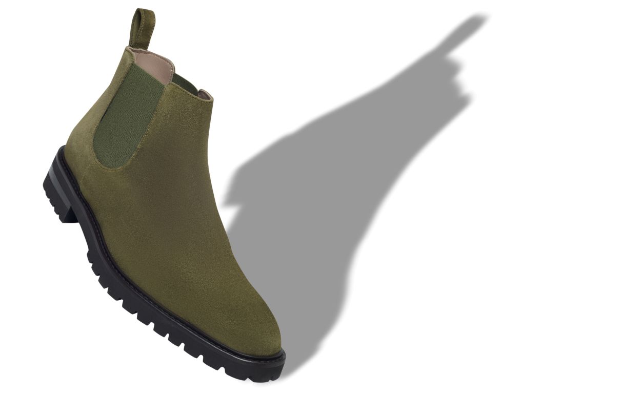 Bottes cheville en daim kaki