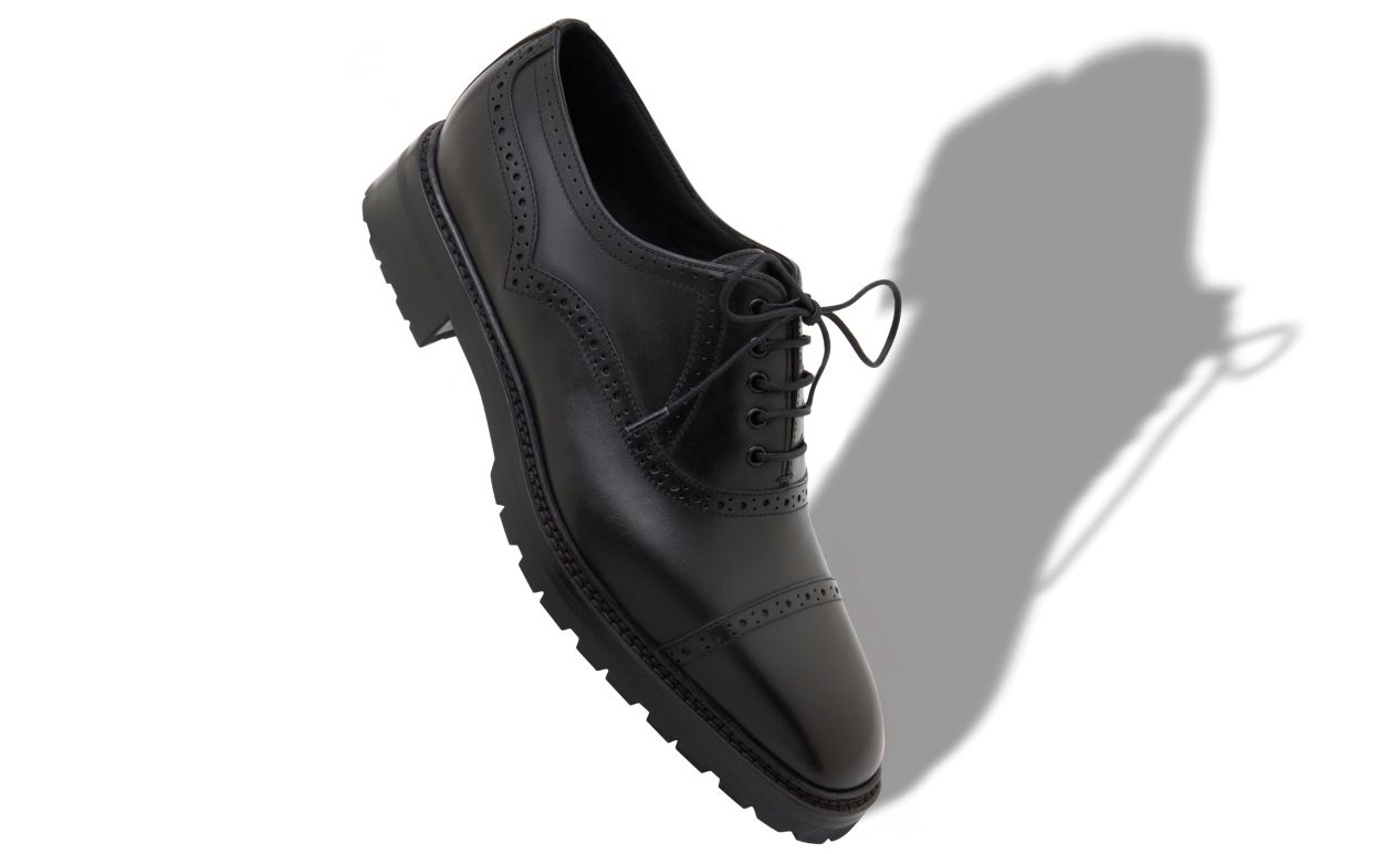 Chaussures à lacets en cuir de veau noir