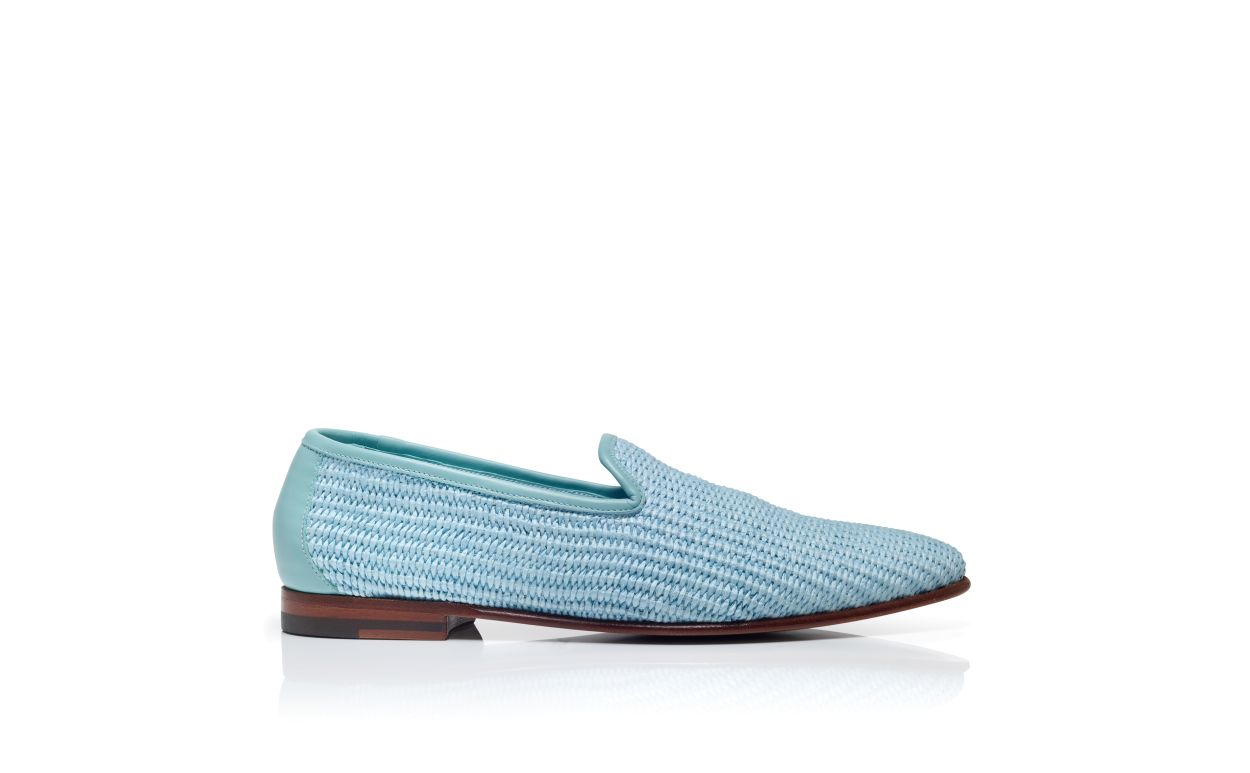 Mocassins en raphia bleu clair