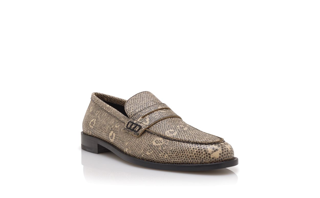 Mocassins en cuir de veau imprimé lézard