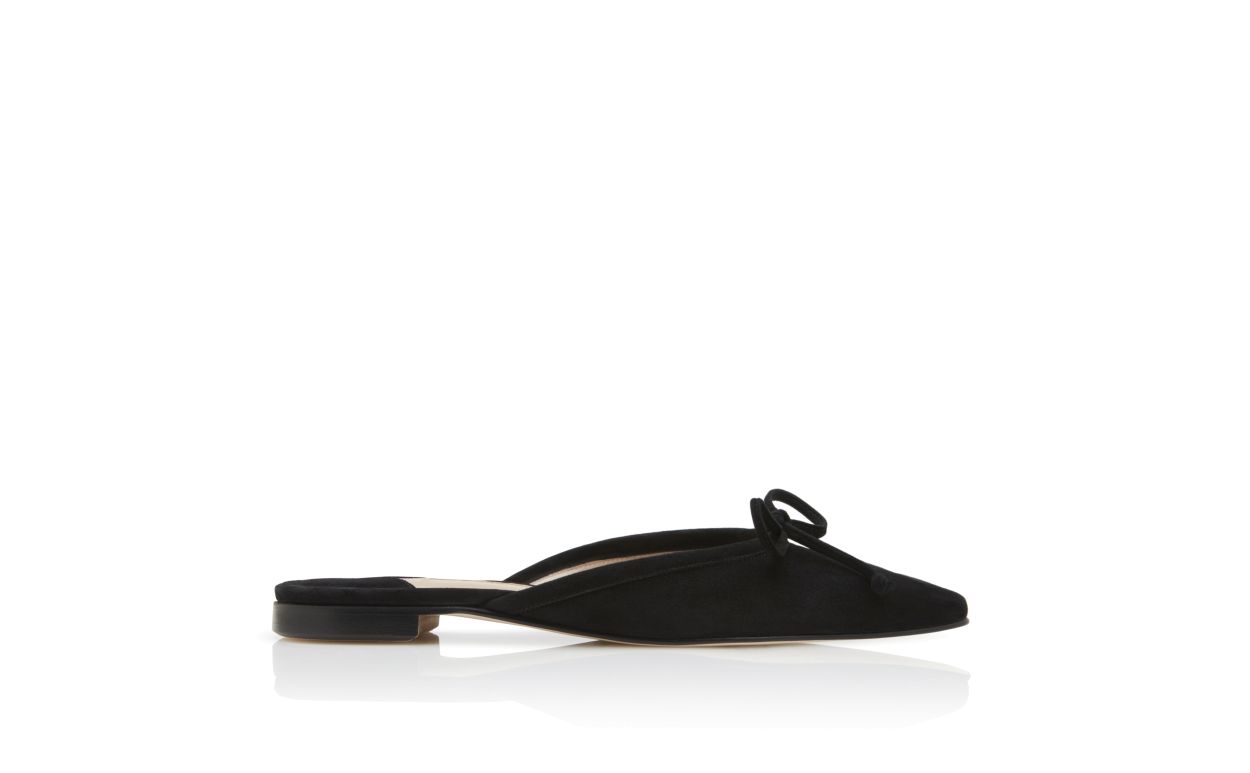 Mules plates en daim noir