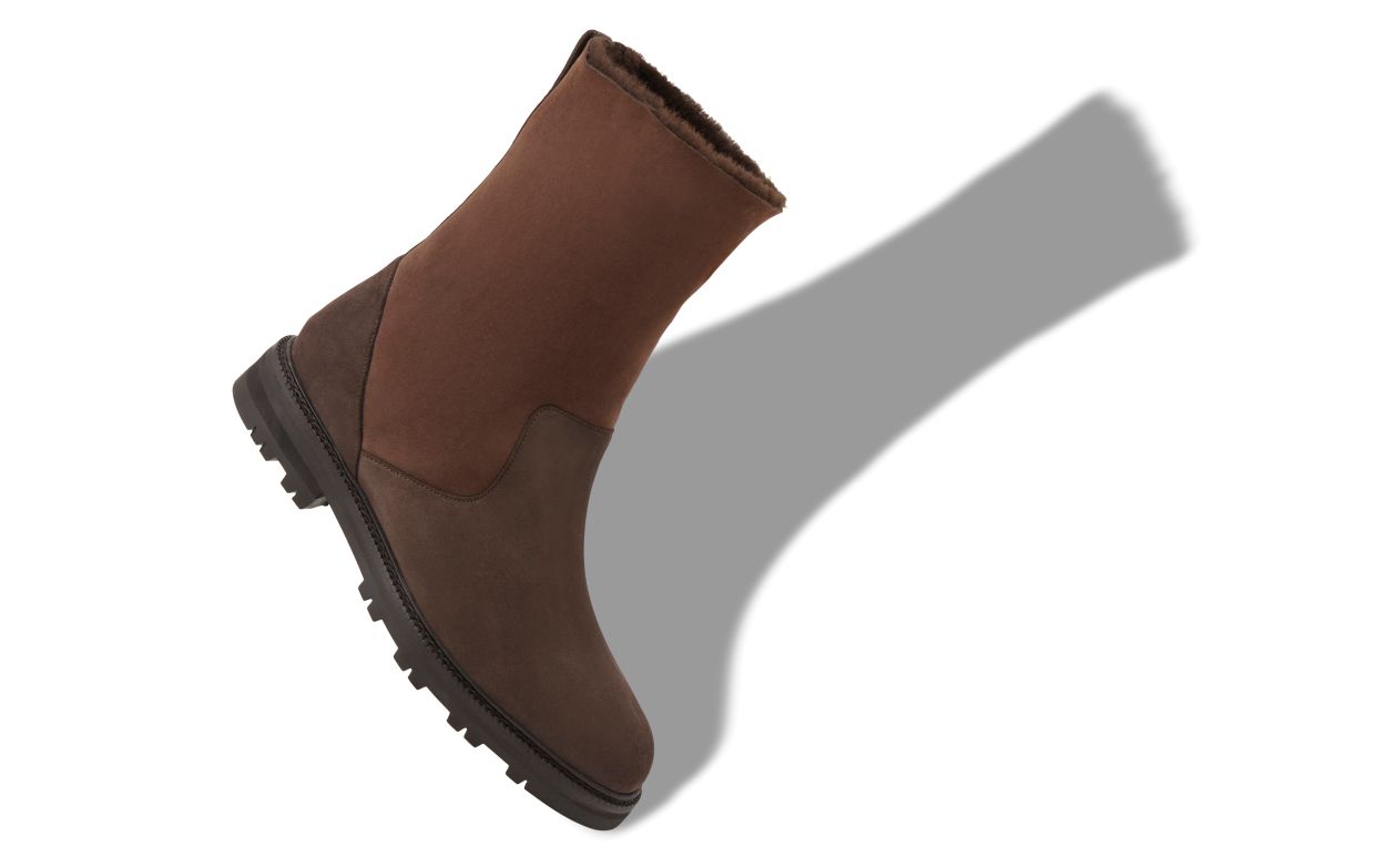 Bottes mi-mollet en daim brun foncé