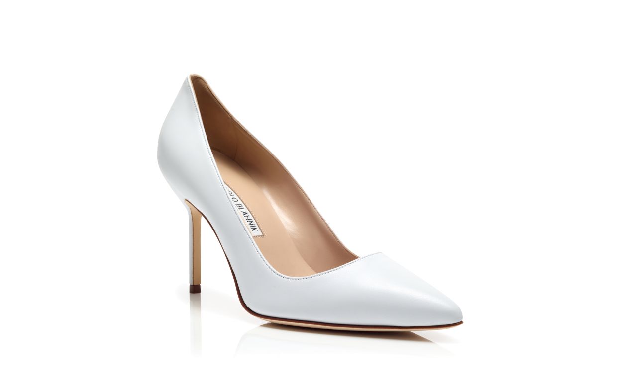 Pompes à bout pointu en cuir nappa blanc