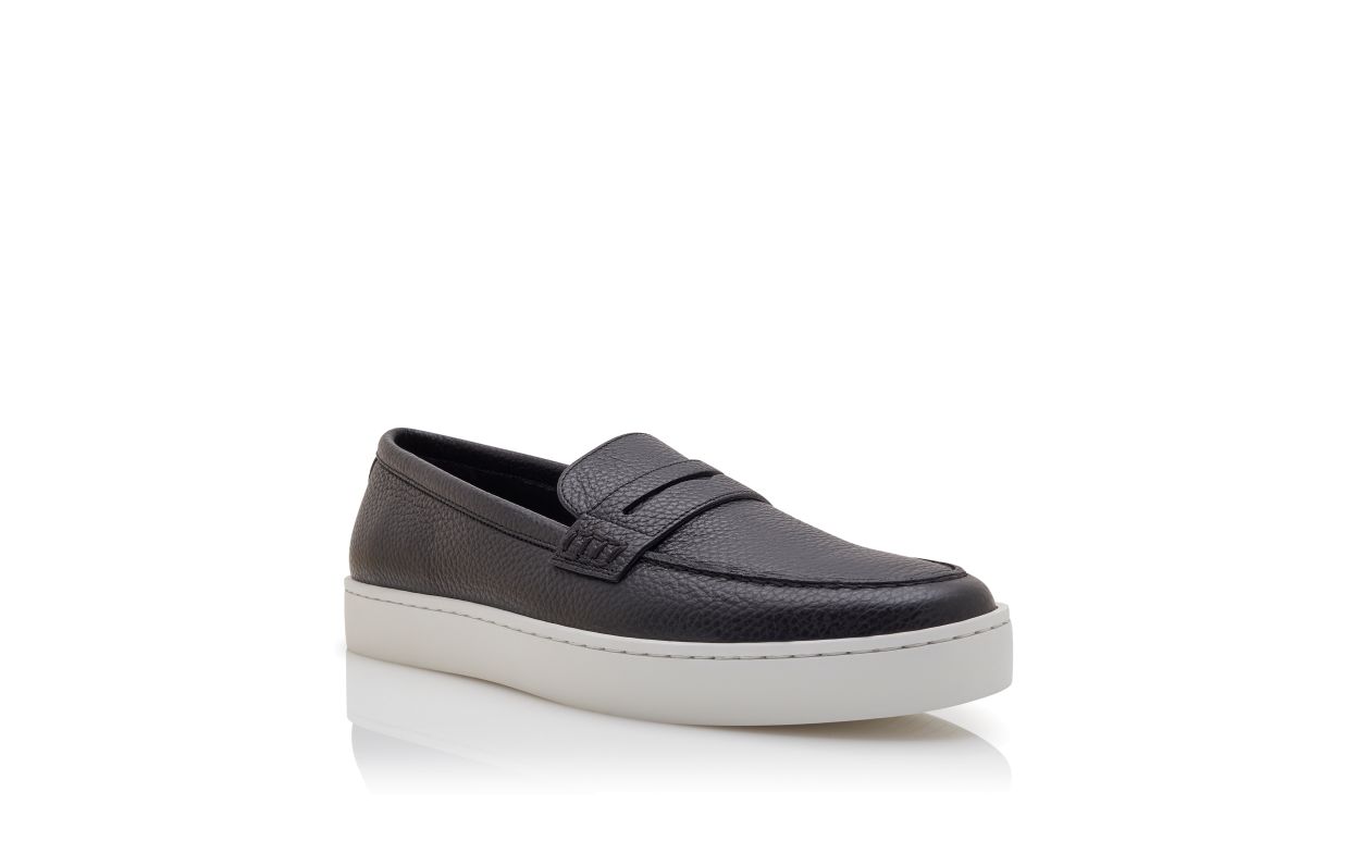 Mocassins à enfiler en cuir de veau noir