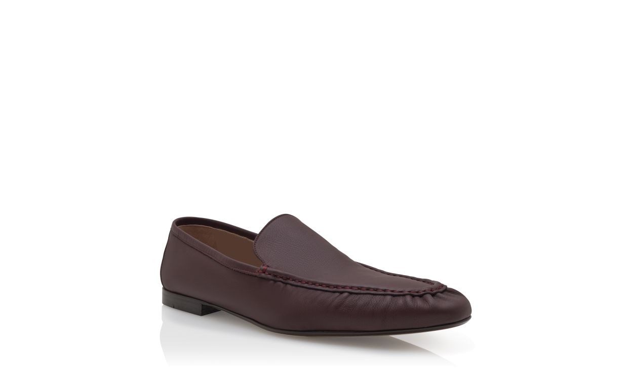 Mocassins en cuir de veau rouge foncé