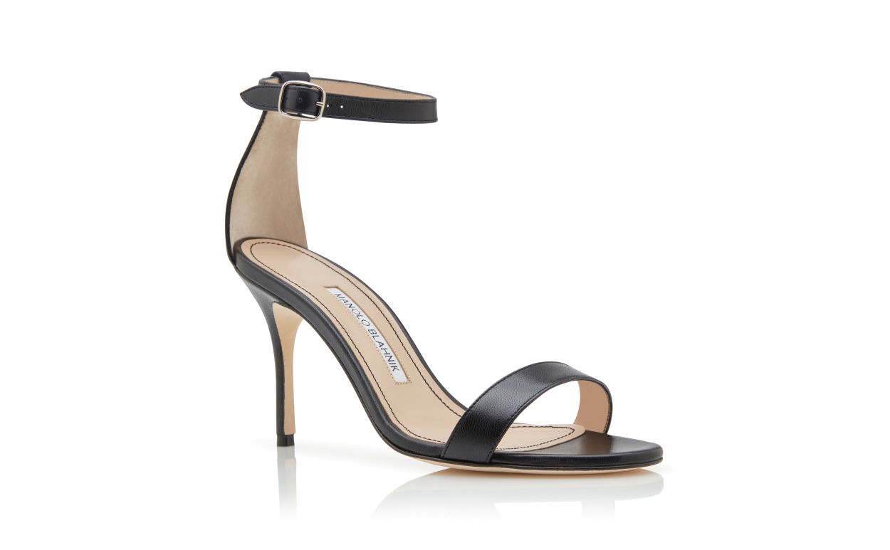 Sandales à brides cheville en cuir nappa noir