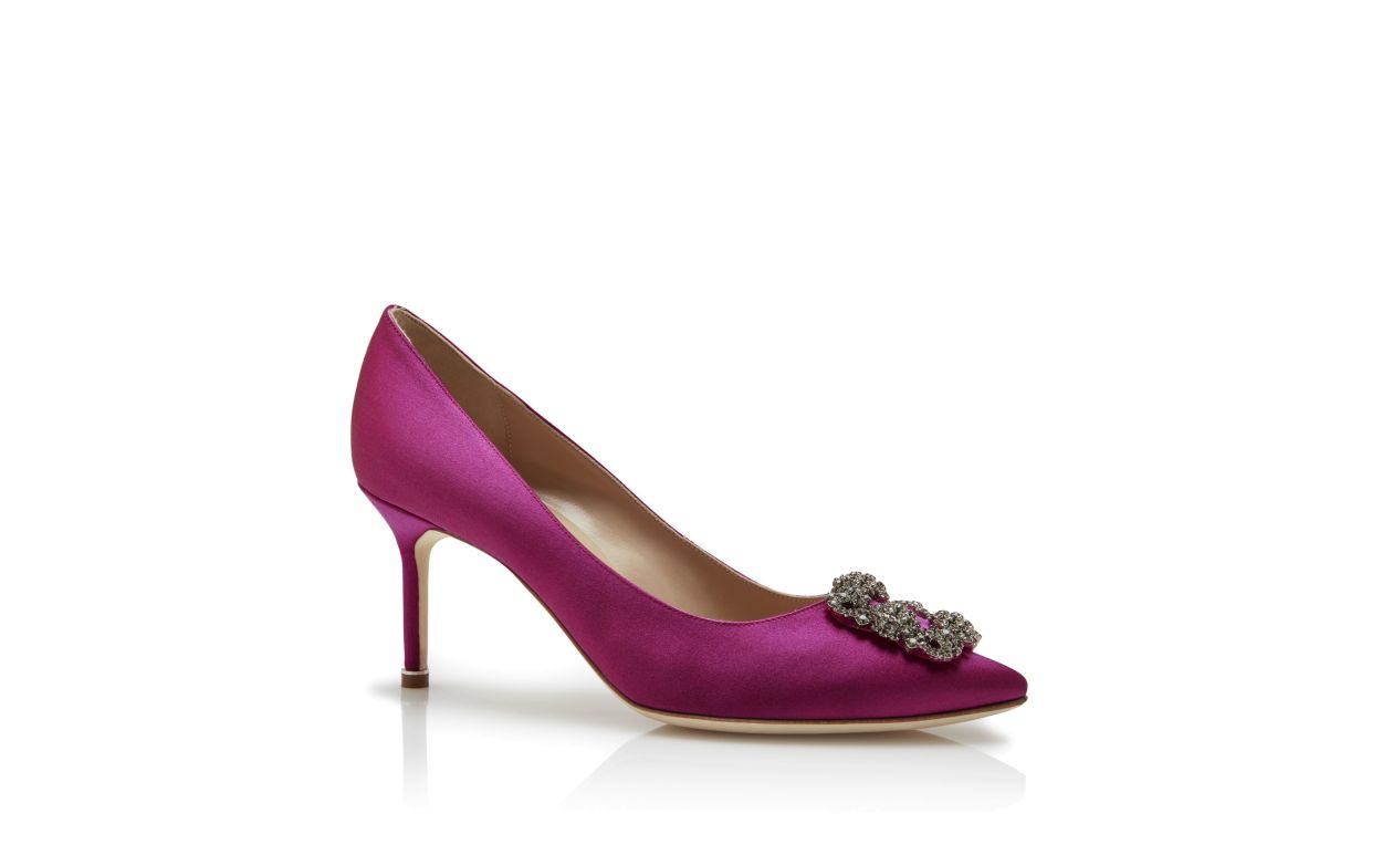 Escarpins à boucle en satin fuchsia foncé