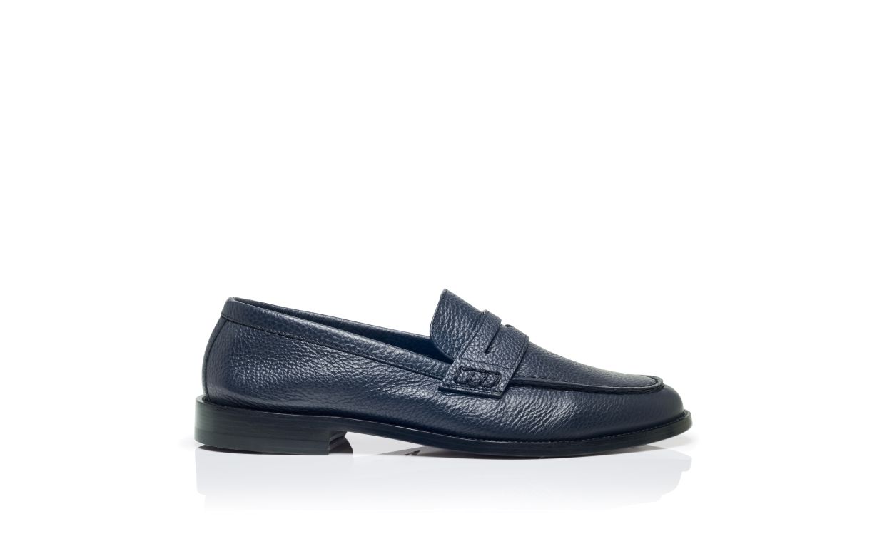 Mocassins penny en cuir de veau bleu marine
