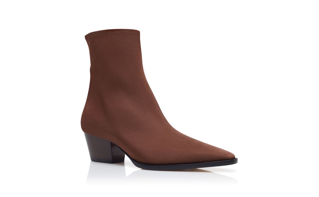 Bottines cheville en nubuck brun