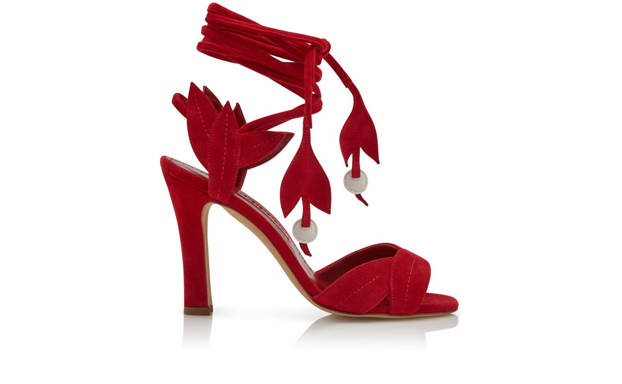 Sandales à brides en daim rouge
