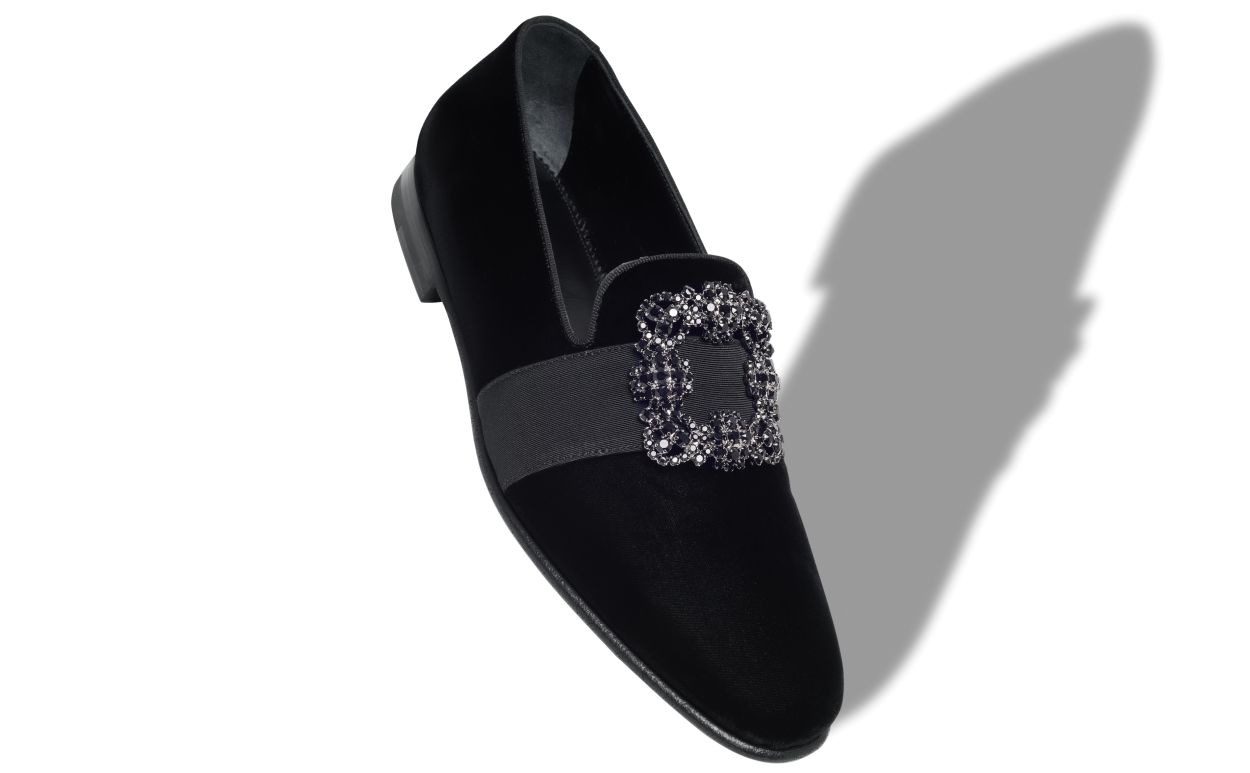 Mocassins à boucle de bijou en velours noir