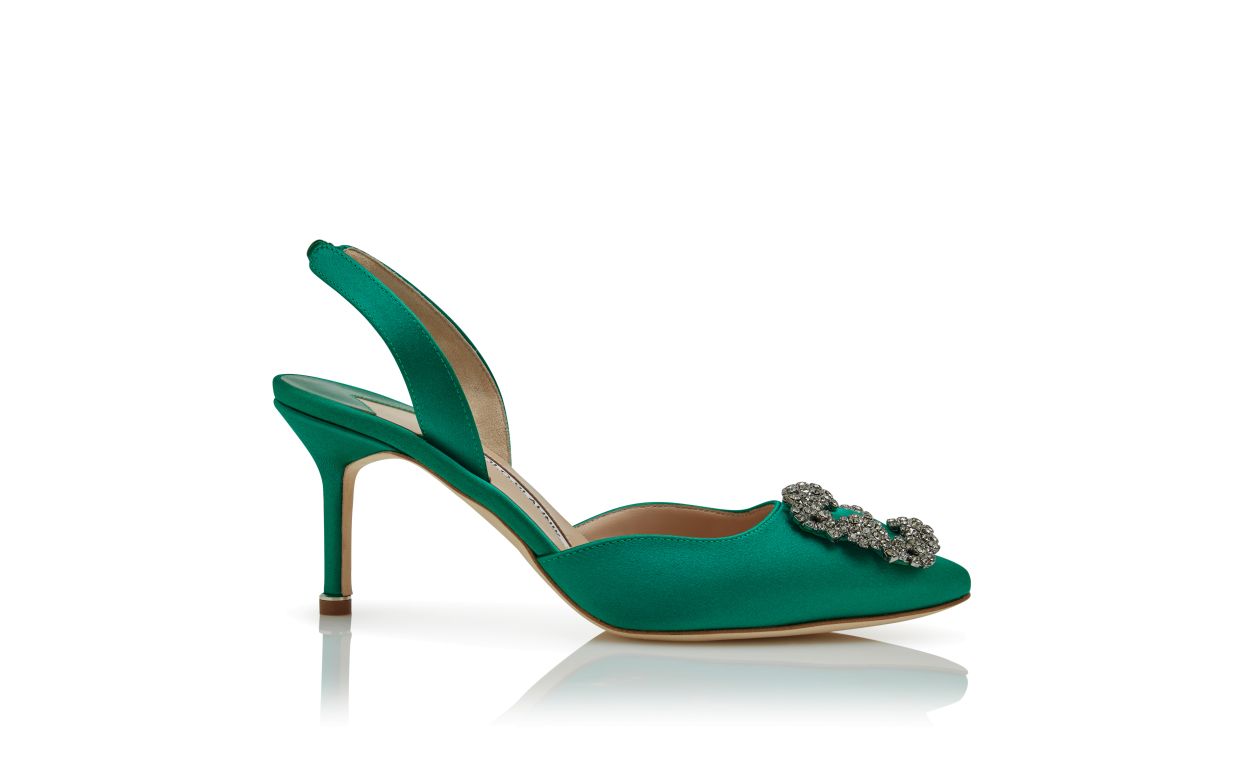 Escarpins à brides élastiquées en satin vert