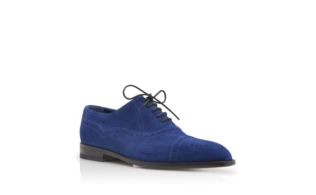 Oxfords en daim bleu vif à bout rond