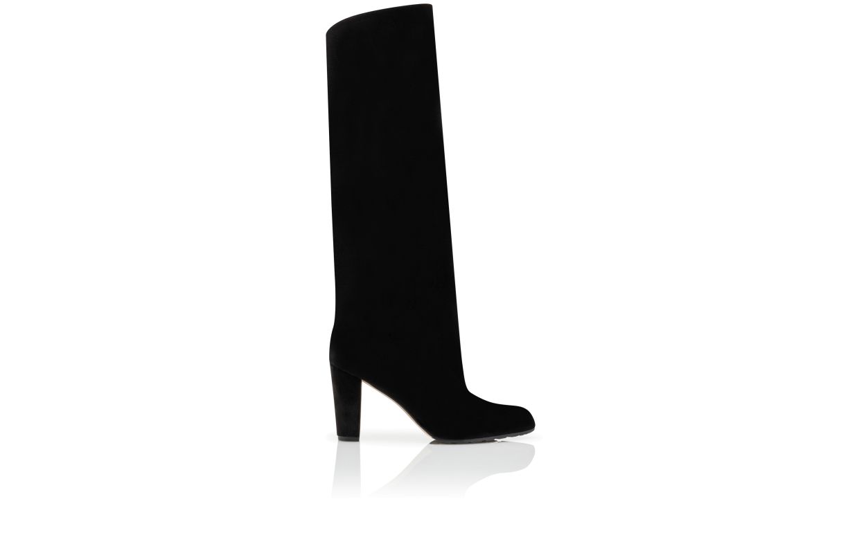 Bottes mi-bottes à talon noir en velours