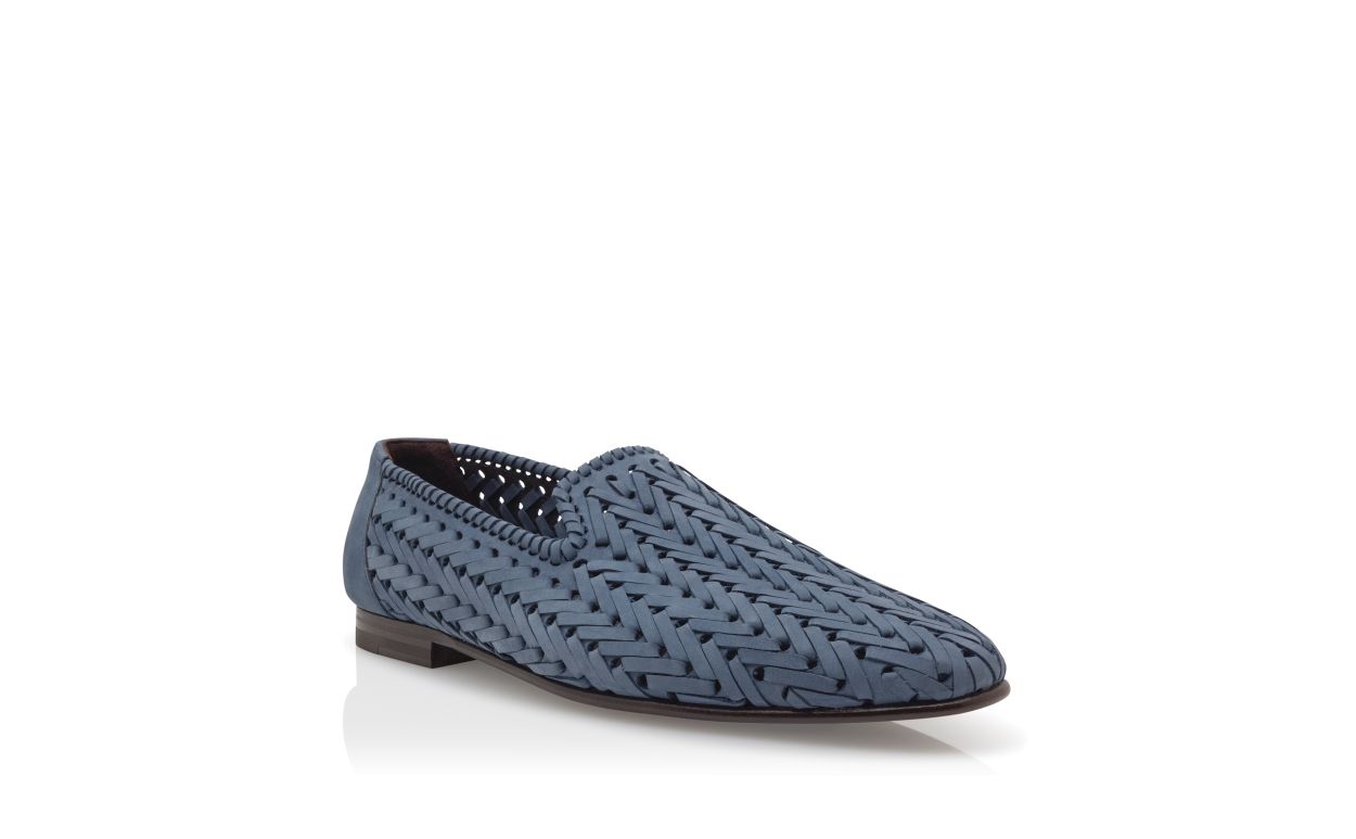 Mocassins en nubuck bleu clair tissé