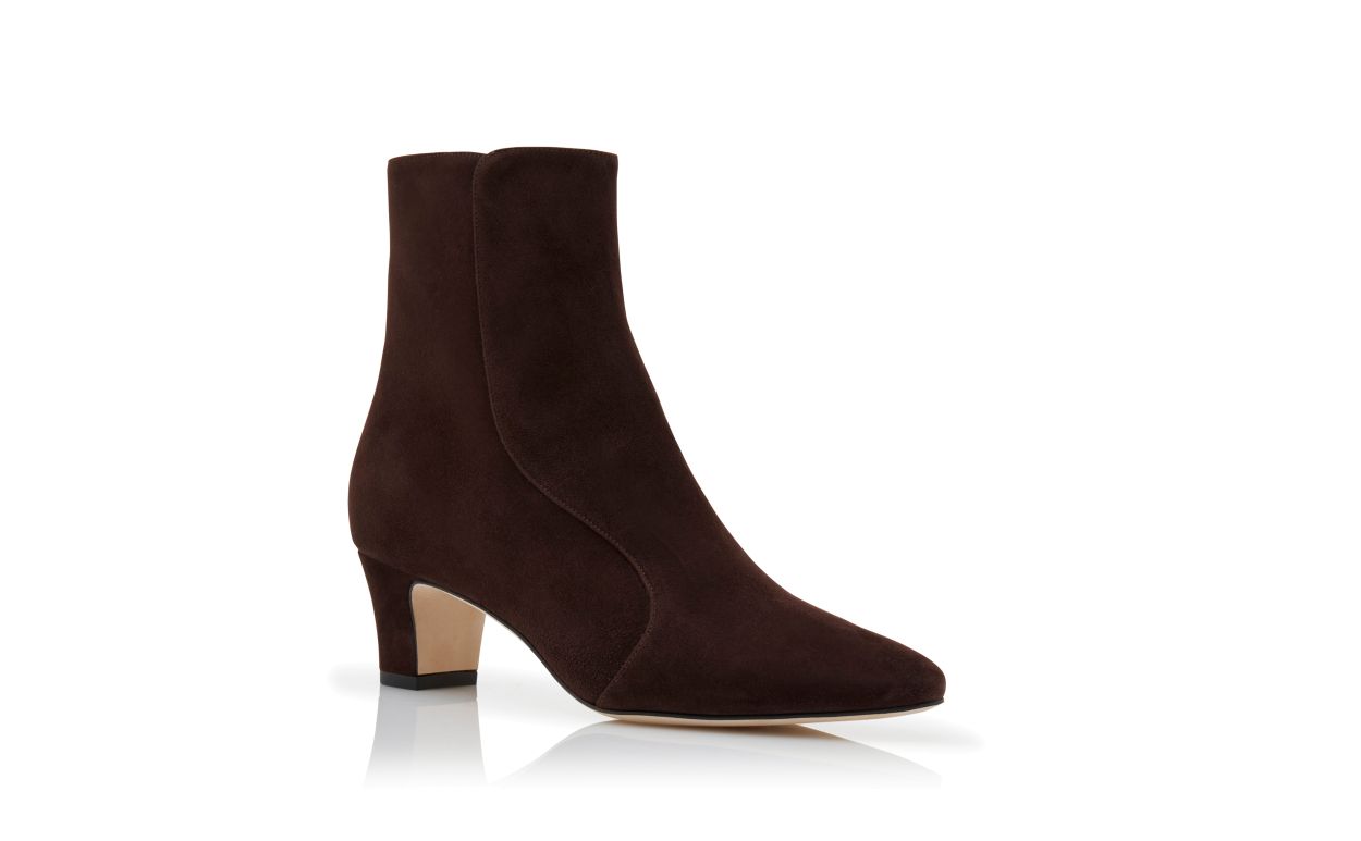 Bottines à bout arrondi en daim brun