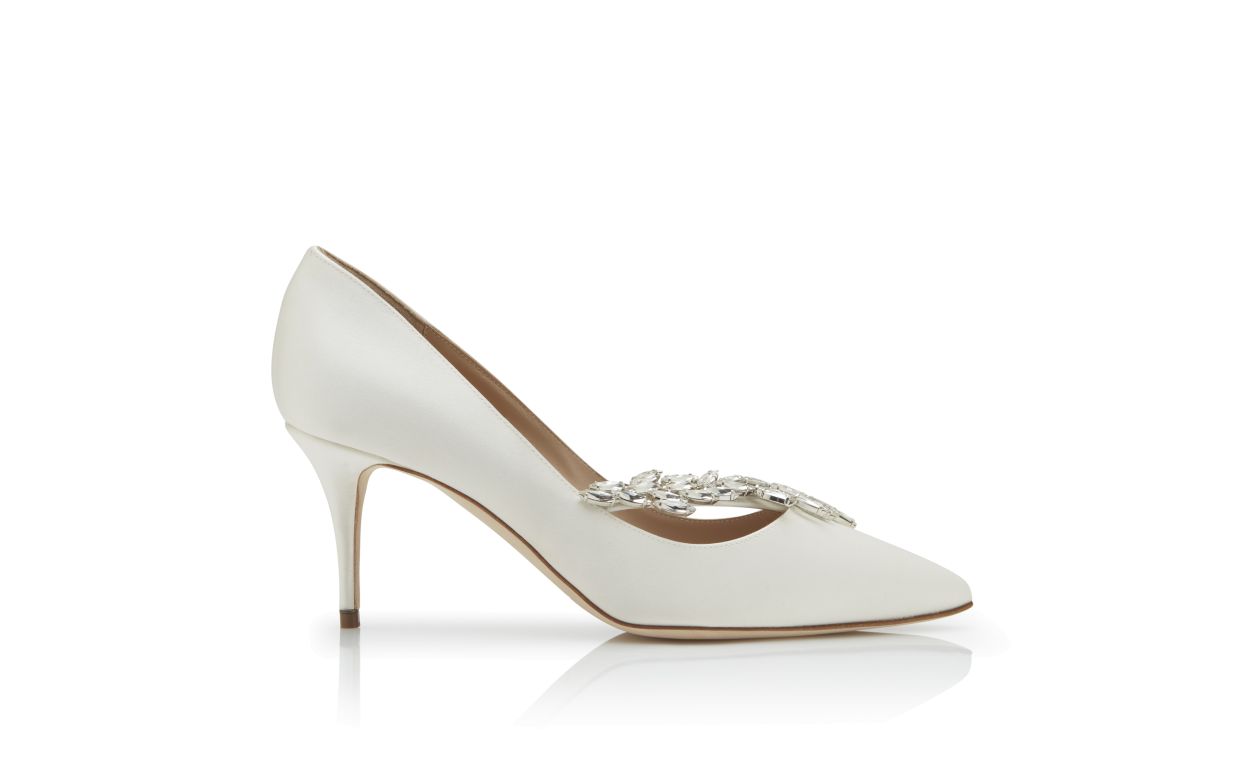 Escarpins à brides en satin blanc