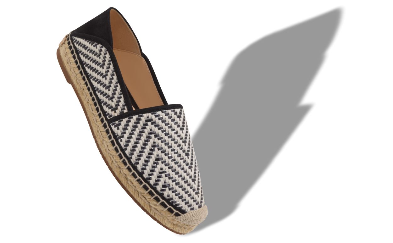 Espadrilles en raphia noir et blanc
