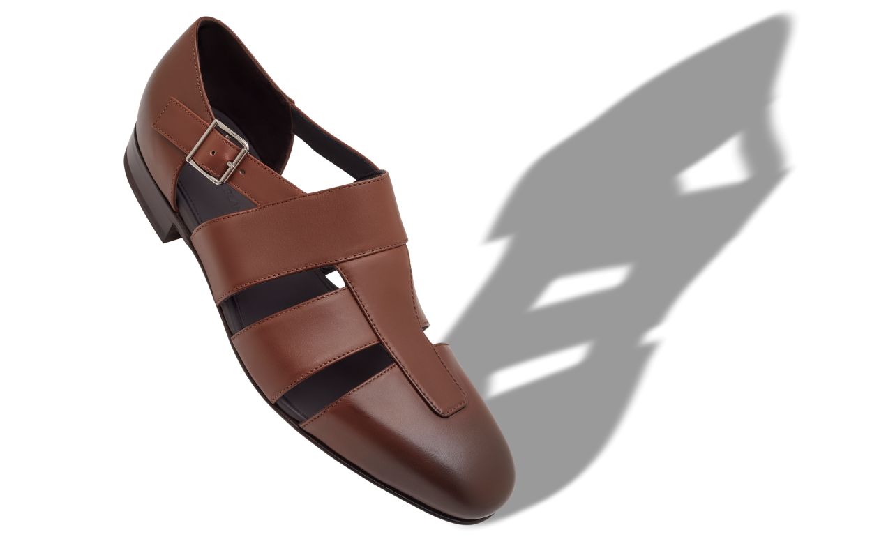 Sandales en cuir de veau brun foncé