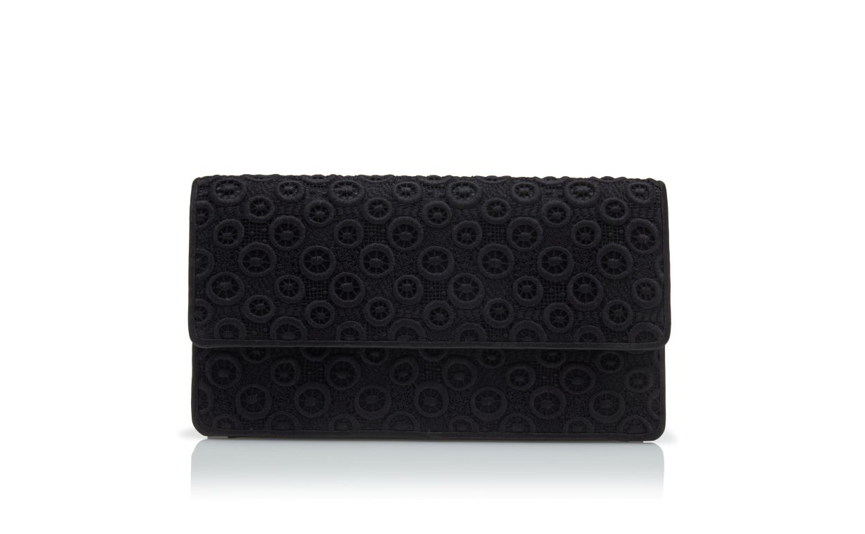 Porte-monnaie en dentelle noire brodée