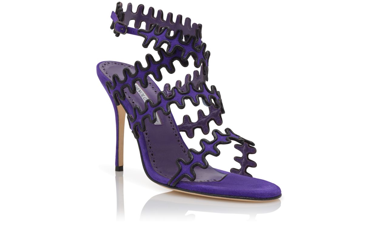 Sandales à brides cheville en daim violet