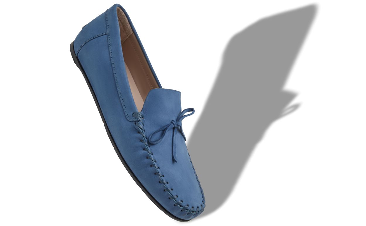 Chaussures de conduite en cuir nubuck bleu