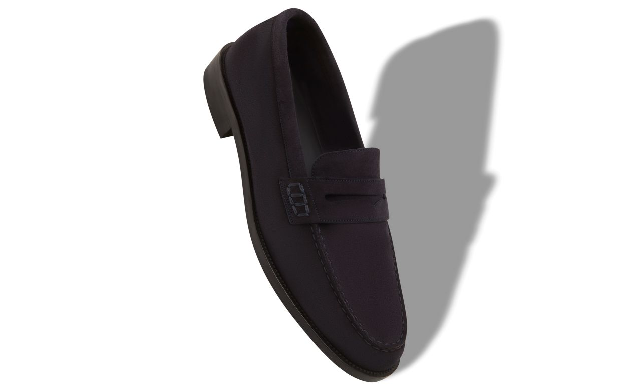 Mocassins penny en daim bleu marine