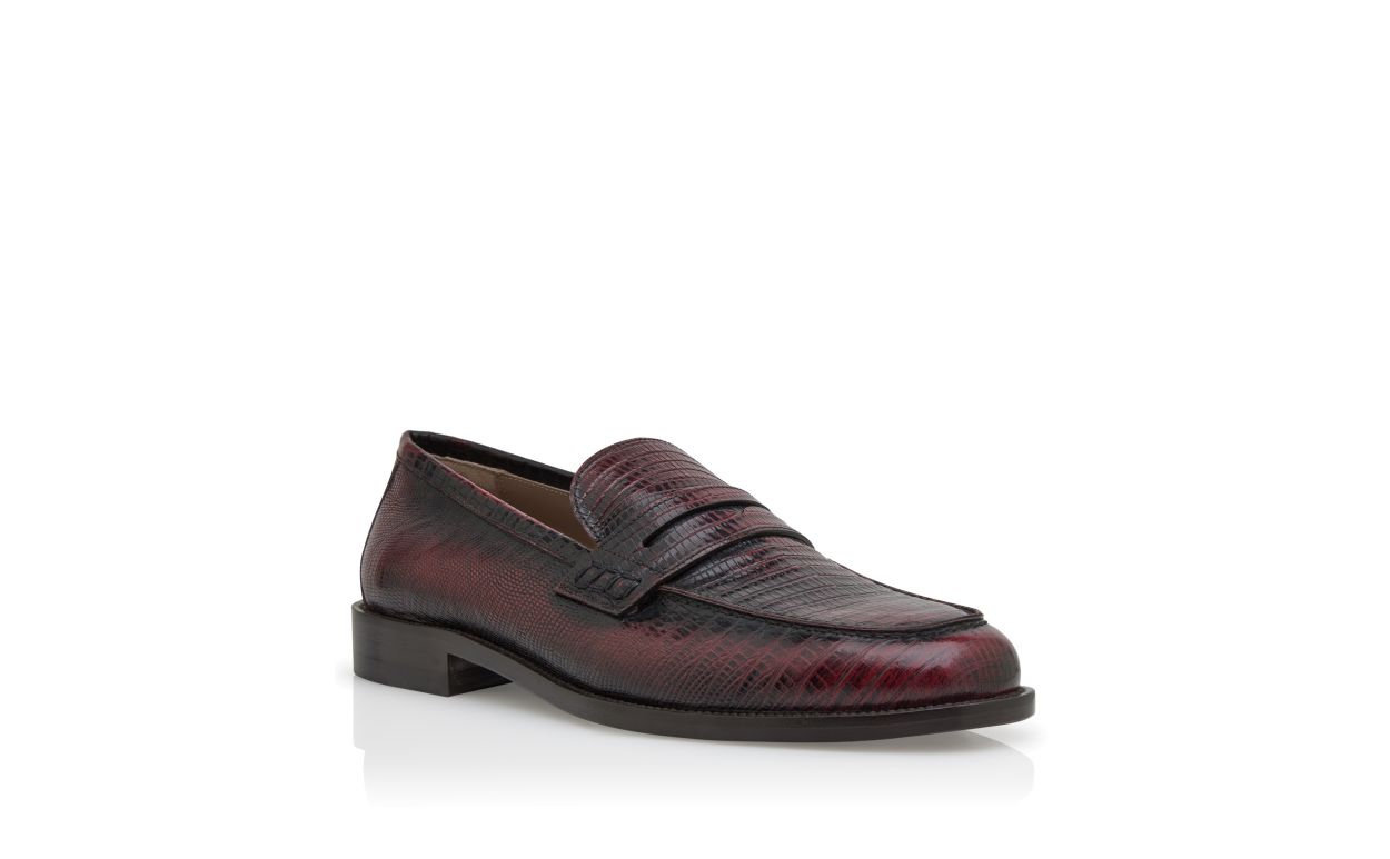 Mocassins en cuir de veau rouge foncé