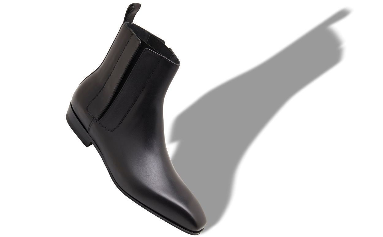 Bottines cheville en cuir de veau noir