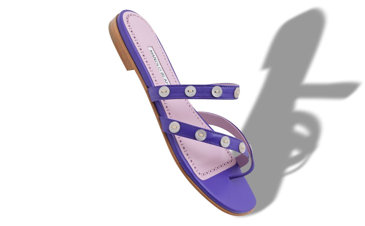Sandales plates en cuir nappa violet