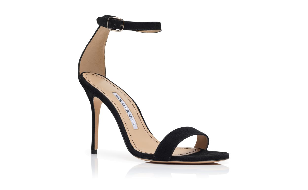 Sandales à brides cheville en daim noir