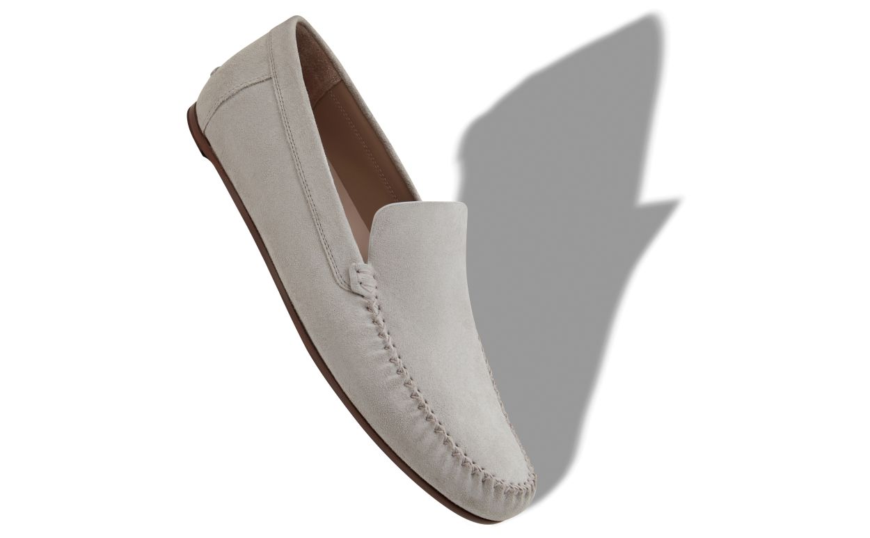Chaussons en daim gris clair