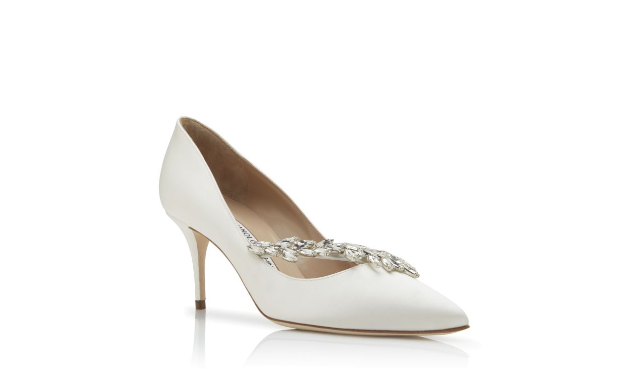 Escarpins à brides en satin blanc