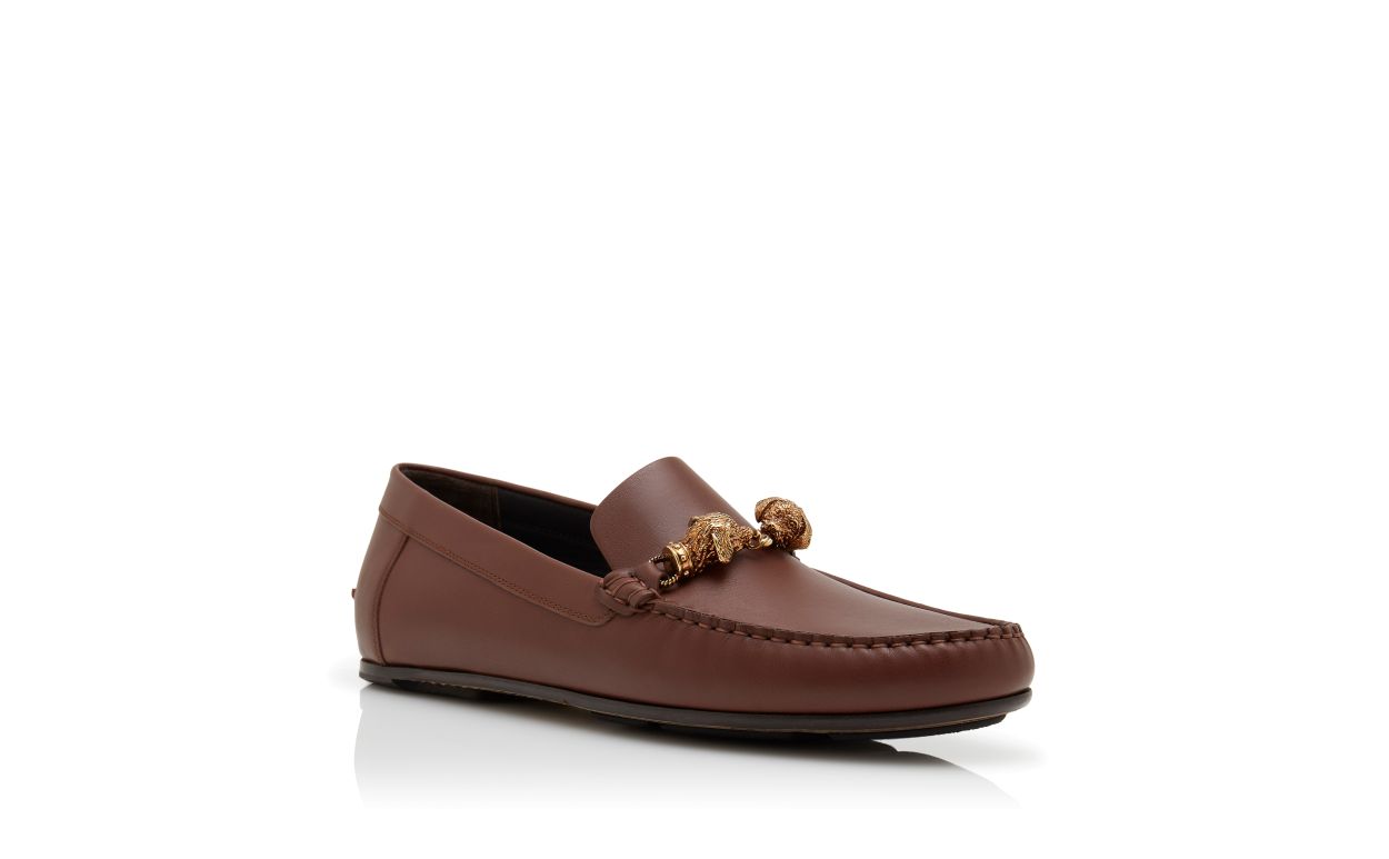 Chaussons en cuir de veau brun
