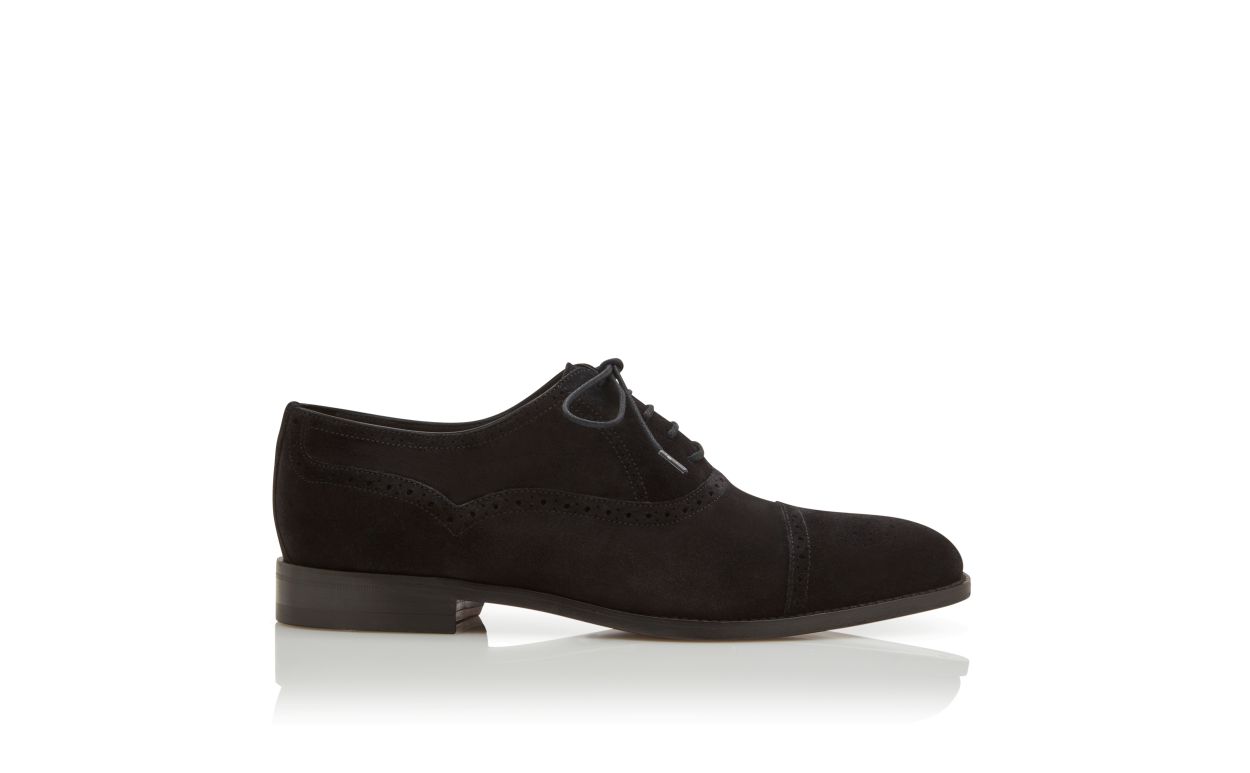 Oxfords en daim noir à bout carré