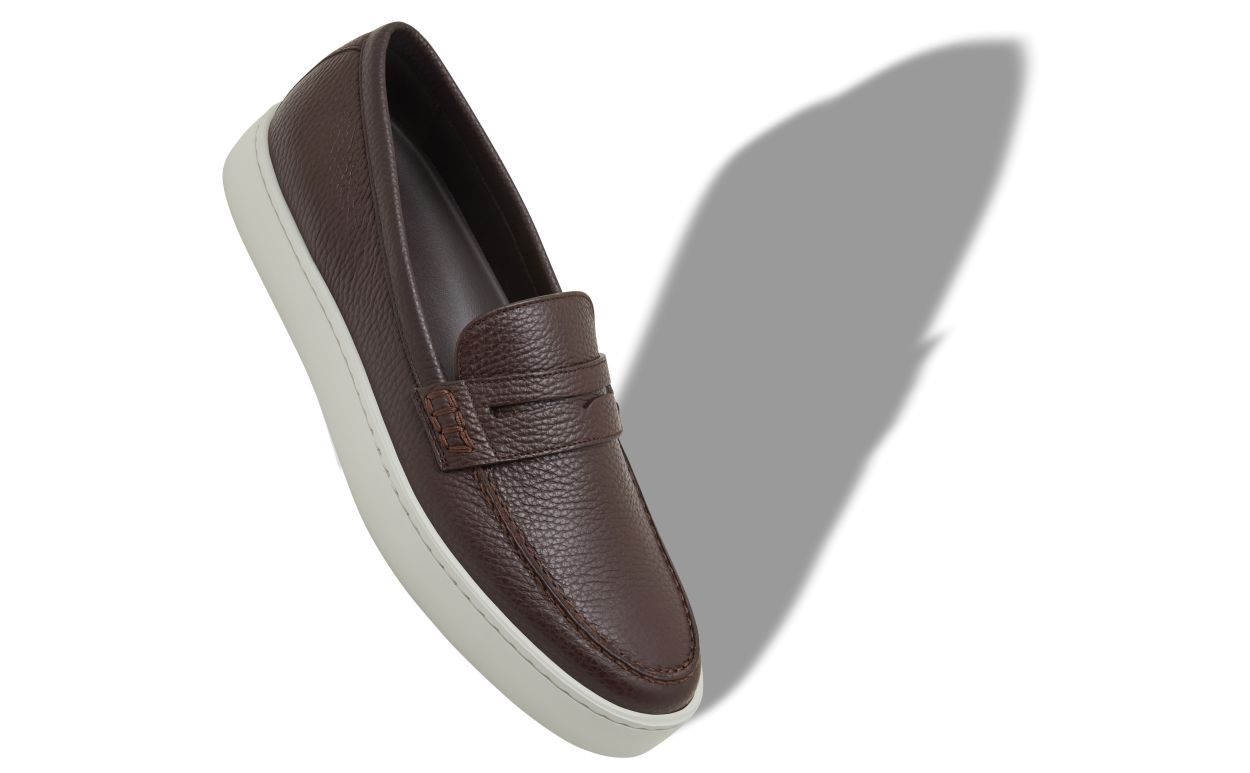 Mocassins en cuir de veau brun foncé