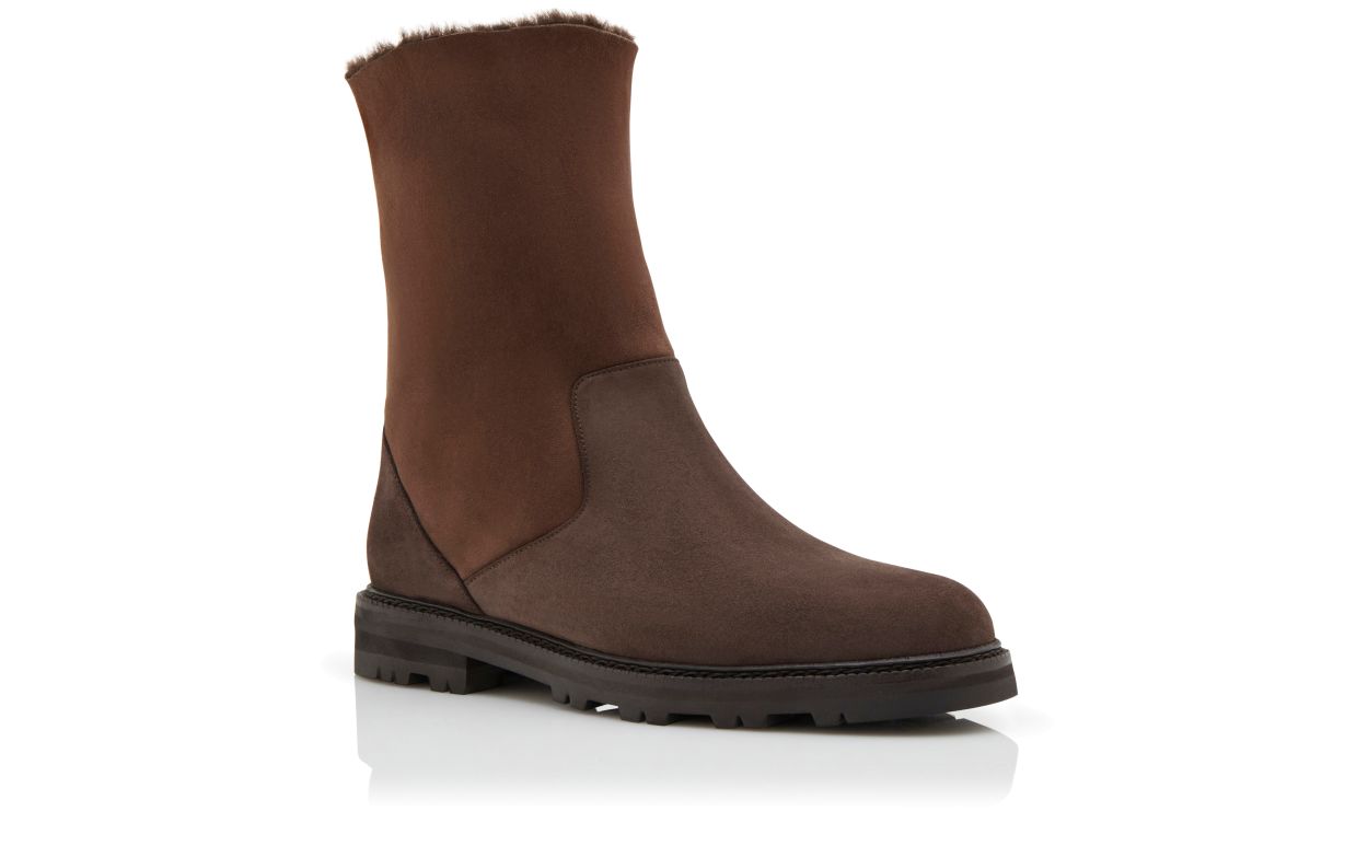 Bottes mi-mollet en daim brun foncé