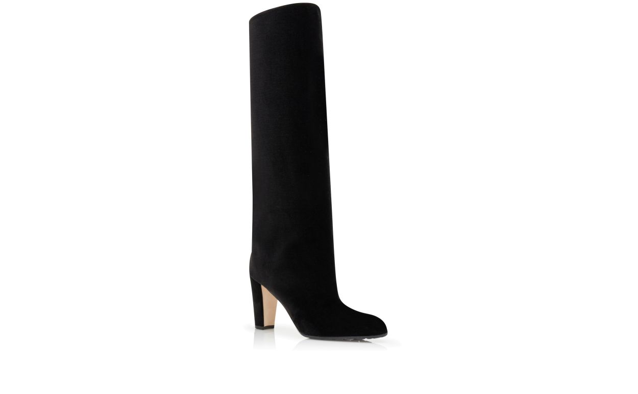 Bottes mi-bottes à talon noir en velours