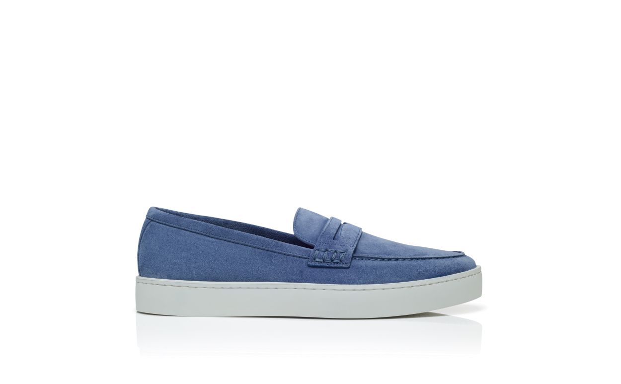 Mocassins à semelle en daim bleue