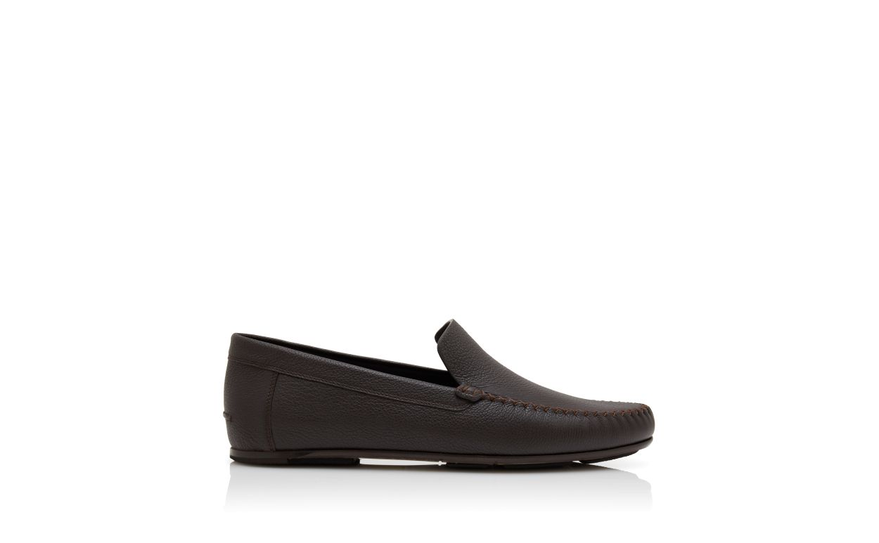 Chaussons en cuir de veau brun foncé