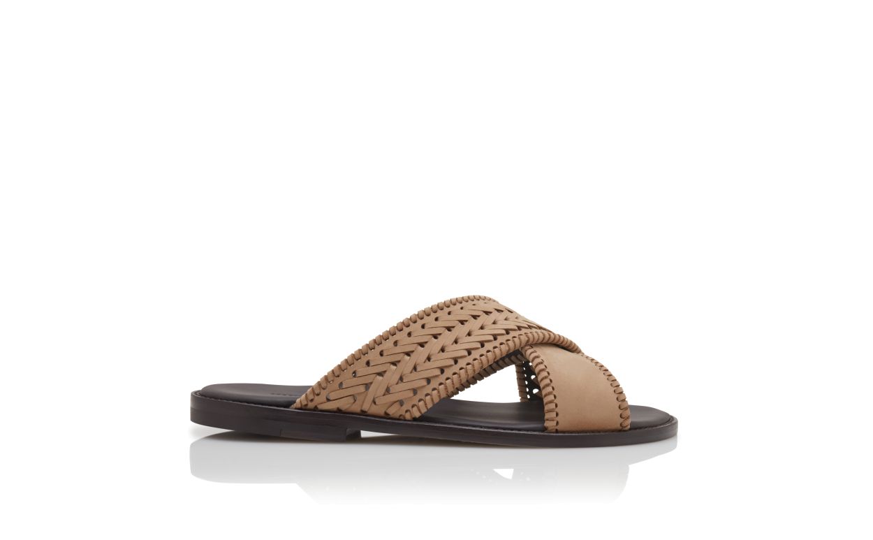 Sandales tressées en nubuck brun clair
