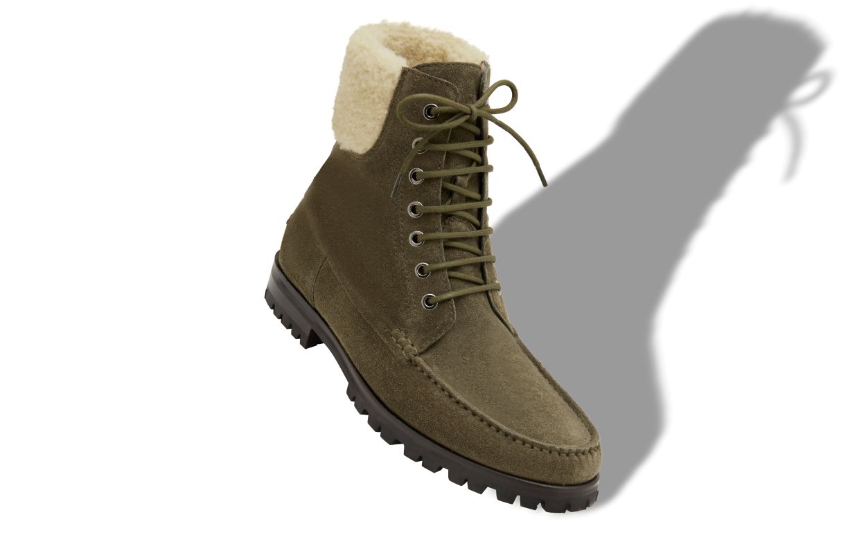 Bottes cheville en daim vert foncé