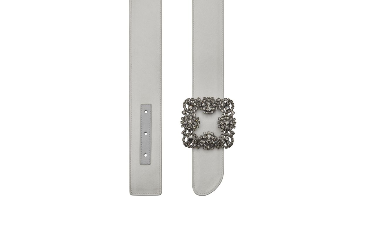 Ceinture en satin blanc à boucle cristal ajustable