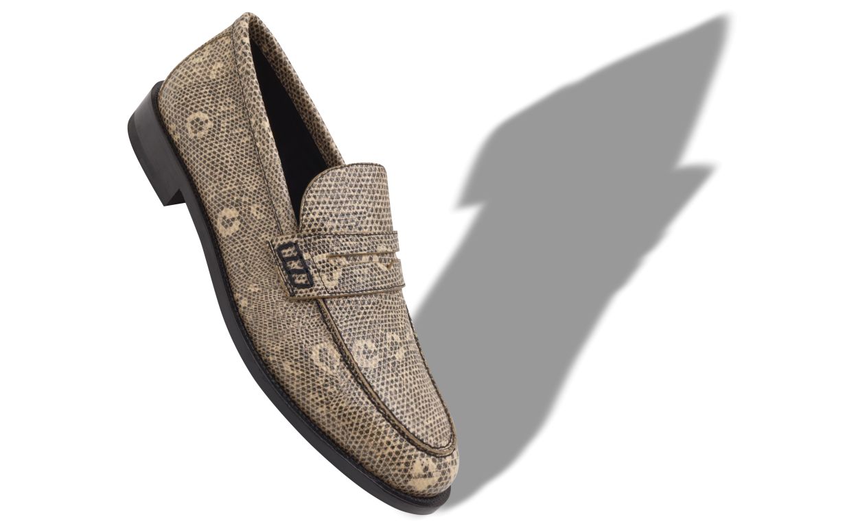 Mocassins en cuir de veau imprimé lézard