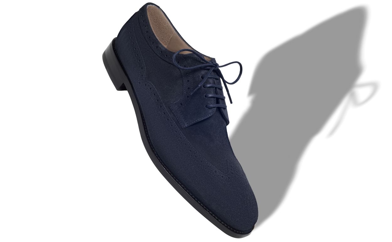 Oxfords en daim bleu marine à lacets
