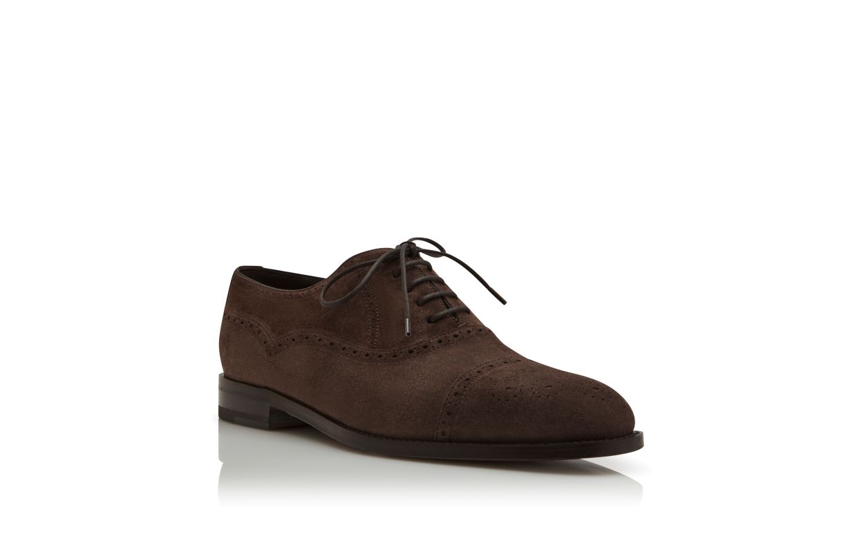 Oxfords en daim brun foncé à bout carré